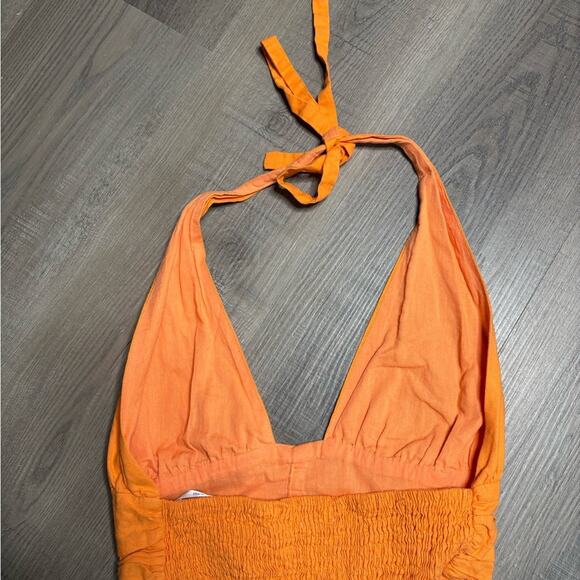 Charlie Holiday Cotton Orange Halter Top With Elastic Size 8 - Picture 4 of 5